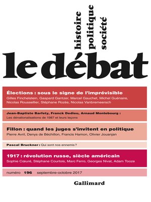 cover image of Le Débat N° 196 (septembre--octobre 2017)